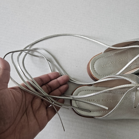 Loeffler Randall Metallic Silver Kira Lace Up Ankle Sandals - Picture 9 of 14